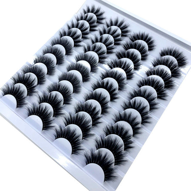 20 Pairs 8-25mm Fake Eyelashes 100 Mink Eyelashes Mink