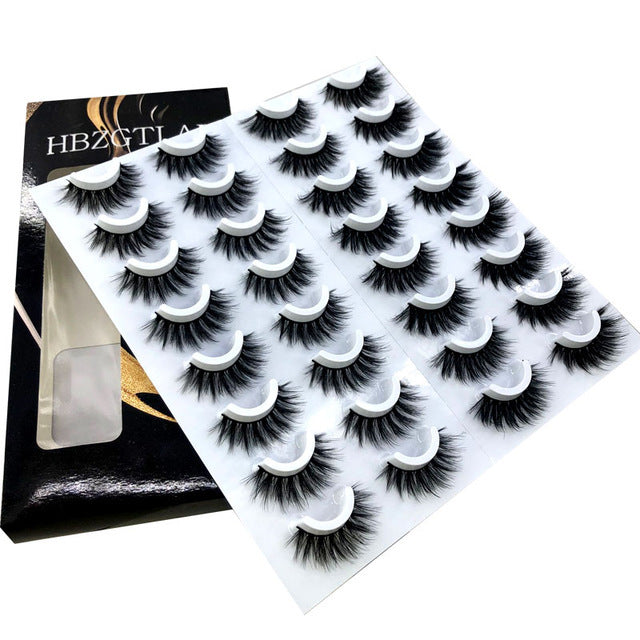 20 Pairs 8-25mm Fake Eyelashes 100 Mink Eyelashes Mink