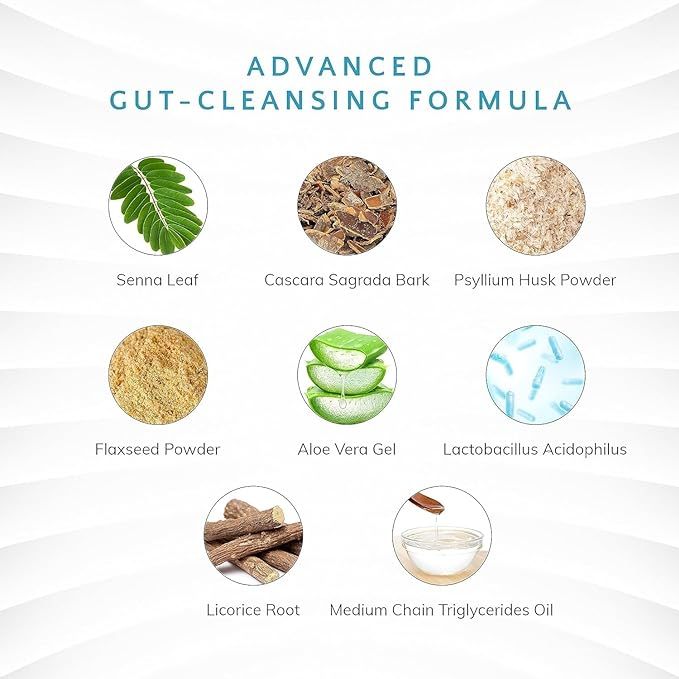 15 Day Gut Cleanse - Gut And Colon Support, 15 Day Advanced Bowel Cleanse With Senna, Cascara Sagrada & Psyllium Husk Glow Vigor